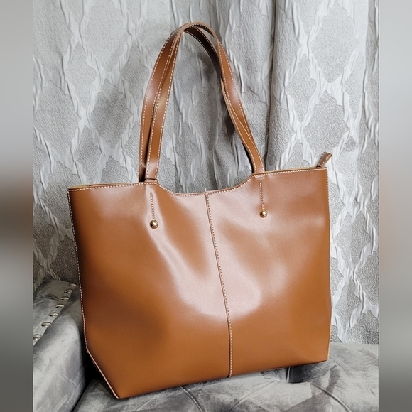 Brown Faux Leather Handbag & Tote - Picture 1 of 6